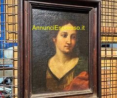 Antico dipinto raffigurante volto femminile XVII