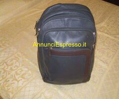 ZAINO-PIQUADRO IN PELLE-BLU ORIGINALE -PORTA-PC