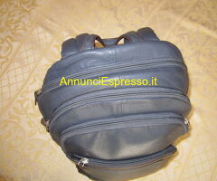 ZAINO-PIQUADRO IN PELLE-BLU ORIGINALE -PORTA-PC