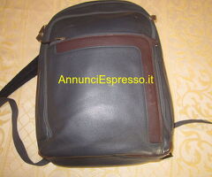 ZAINO-PIQUADRO IN PELLE-BLU ORIGINALE -PORTA-PC